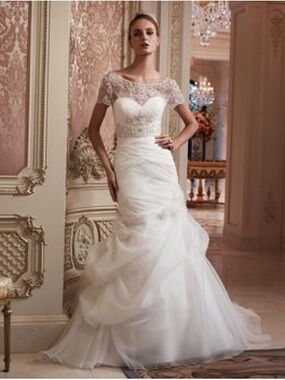 Ivory Lace-Overlay Mermaid Wedding Gown